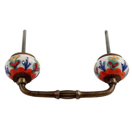 Orange Flower Ceramic Floral Bridge Handle